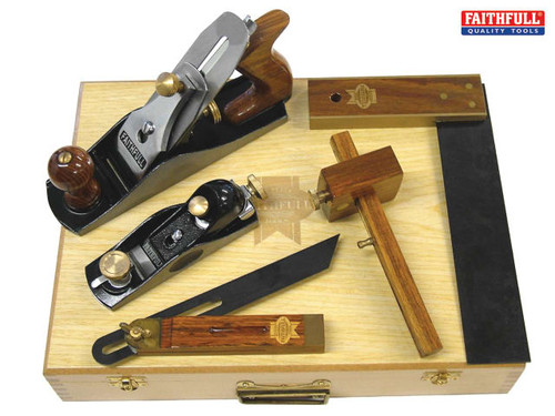 Faithfull - Carpenters Tool Kit 5 Piece in Wooden Box