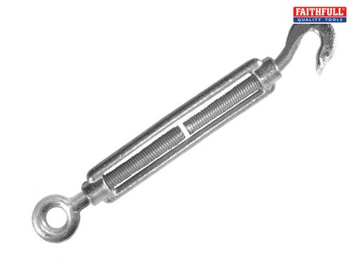 Faithfull - Straining Screw 8mm Hook & Eye Galvanised 104mm (Pack of 2)