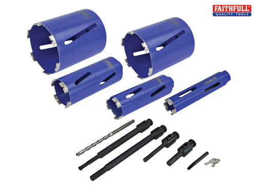 Faithfull - Diamond Core Drill Kit & Case Set of 11