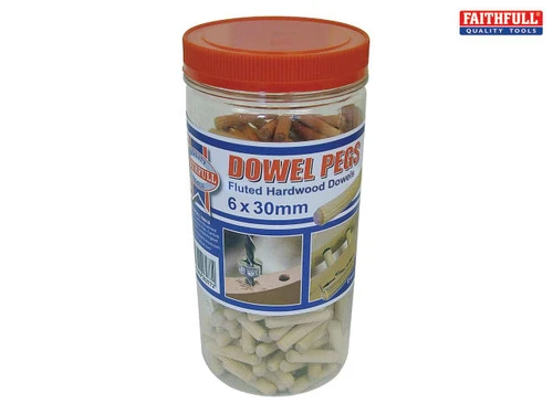 Faithfull - Wood Dowels Fluted 30 x 6mm (Tub 300)