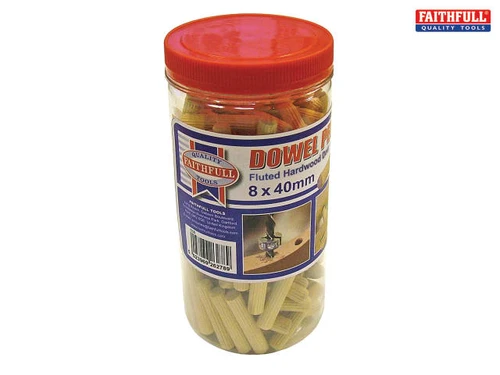 Faithfull - Wood Dowels Fluted 40 x 8mm (Tub 150)