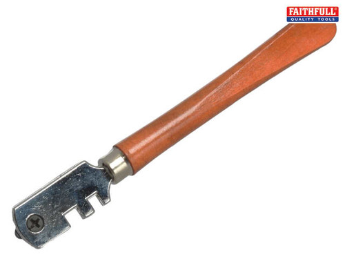 Faithfull - Six Wheel Glasscutter Tungsten Carbide - Wood Handle