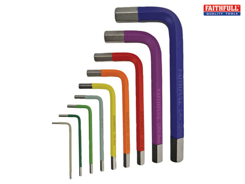 Faithfull - Hex Key Coloured Arm Set of 9 Metric