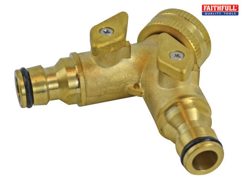 Faithfull - 2 Way Shut Off Valve 19mm (3/4in) to 2 x 12.5mm (1/2in)