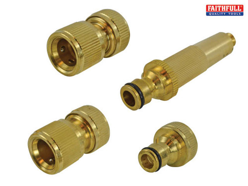 Faithfull - Brass Nozzle & Fittings Kit 4 Piece 12.5mm (1/2in)
