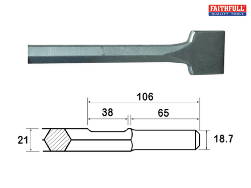 Faithfull - Kango Shank Straight Scaling Chisel 75 x 300mm