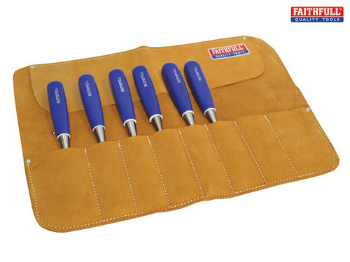 Faithfull - 8 Pocket Leather Chisel Roll 33 x 47cm