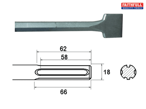 Faithfull - SDS Max Straight Scaling Chisel 75 x 300mm