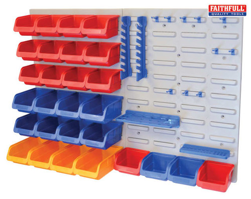 Faithfull - Storage Bin Set with Wall Panels 43 Piece