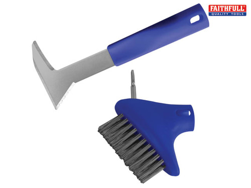 Faithfull - Auto-Lock Patio Steel Brush & Weeder
