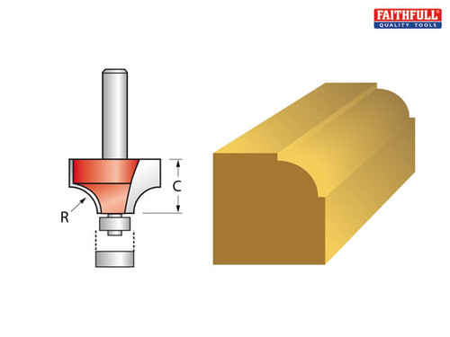 Faithfull - Router Bit TCT 6.5mm Rounding Over 1/4in Shank
