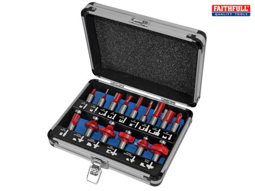 Faithfull - Router Bit Set of 15 TCT 1/2in Shank
