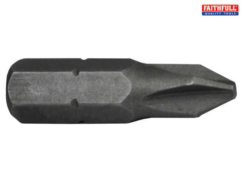 Faithfull - Phillips 3 S2 Grade Steel Screwdriver Bits x 25mm Pack of 3
