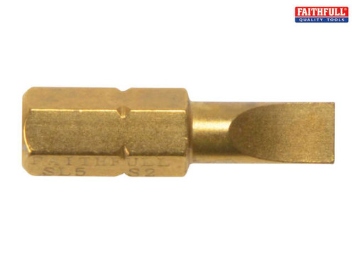 Faithfull - Slotted 6mm Titanium Coated Screwdriver Bits 25mm Pack 3