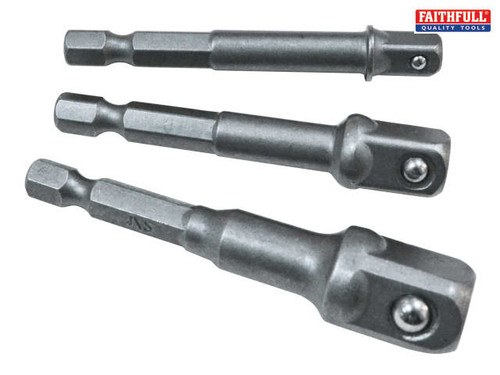 Faithfull - Hex to Square Drive Adaptor Set of 3