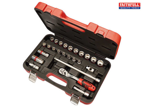 Faithfull - Socket Set of 25 Metric 3/8in Square Drive