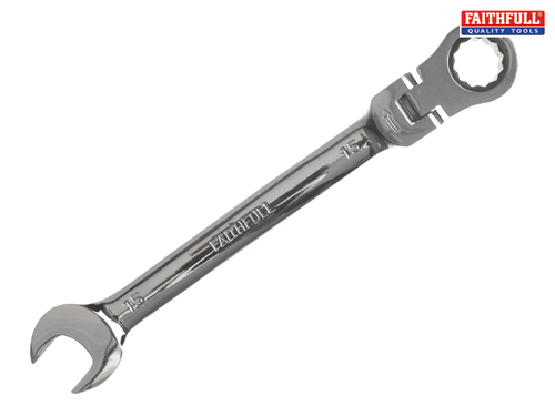 Faithfull - Ratchet Combination Spanner Flex Head CV 15mm