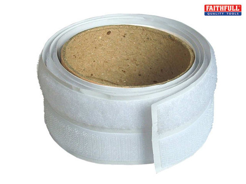 Faithfull - Hook & Loop Self-Adhesive Tape 20mm x 1m White