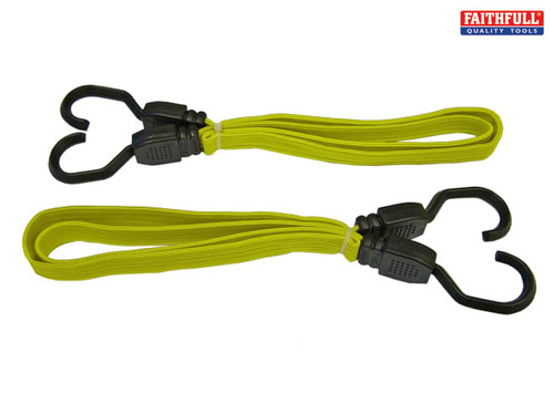 Faithfull - Flat Bungee Cord 90cm (36in) Yellow 2 Piece