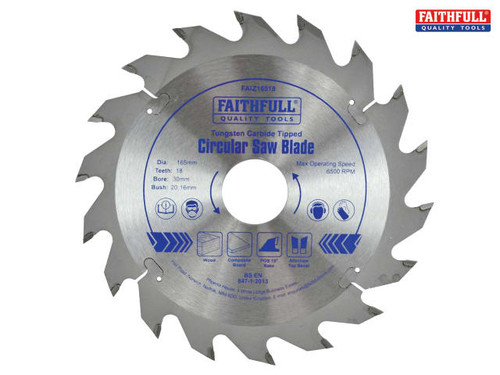 Faithfull - TCT Circular Saw Blade 165 x 30mm x 18T POS