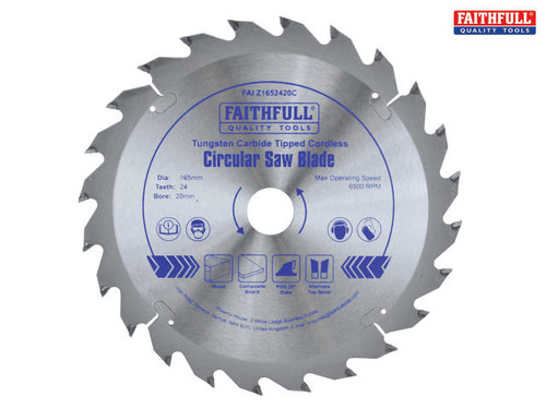 Faithfull - TCT Cordless Trimsaw Blade 165 x 20mm x 24T POS