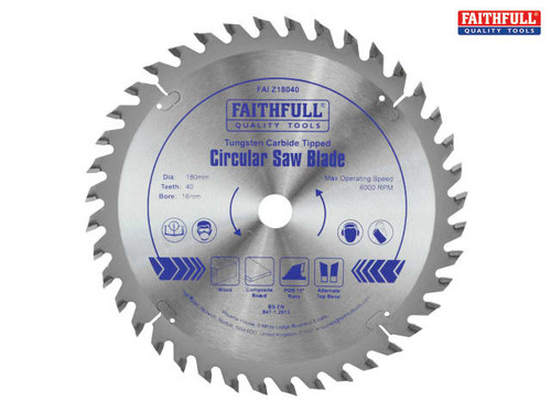 Faithfull - TCT Circular Saw Blade 180 x 16mm x 40T POS