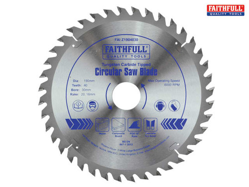Faithfull - TCT Circular Saw Blade 190 x 30mm x 40T POS