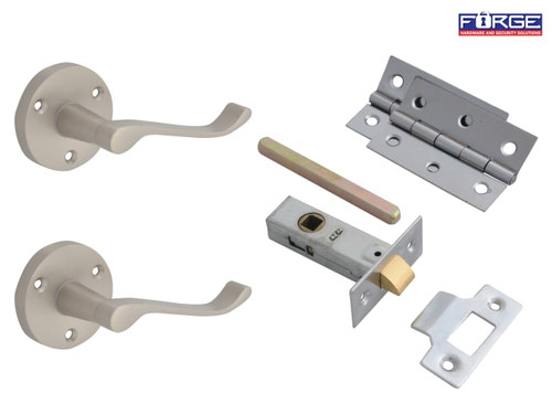 Forge - Door Pack - Scroll Lever On Rose Satin Chrome Finish