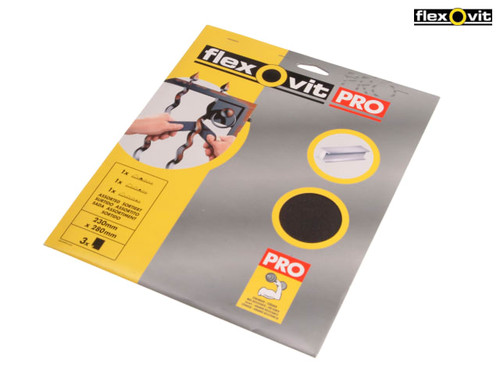 Flexovit - Emery Cloth Sanding Sheets 230 x 280mm Medium 80g (3)
