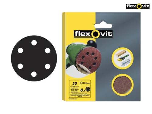 Flexovit - Hook & Loop Sanding Discs 150mm Coarse 50g (Pack of 6)