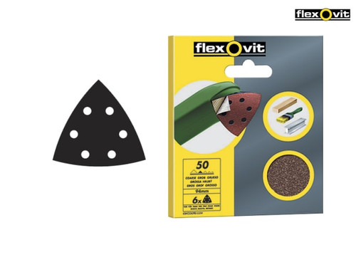 Flexovit - Delta Hook & Loop Sanding Sheets 94mm Fine 120G (Pack 6)