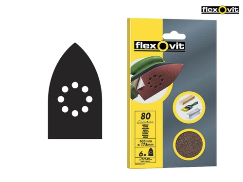 Flexovit - Detail Hook & Loop Sanding Sheets 105x175mm Fine 120G (Pack 6)