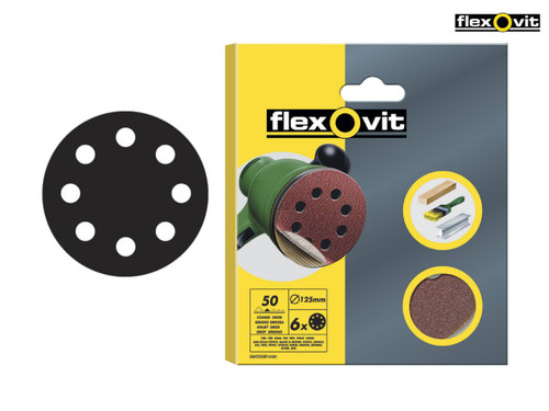 Flexovit - Hook & Loop Sanding Discs 125mm Extra Fine 180g (Pack of 6)