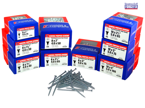 ForgeFix - General Purpose Pozi Screw CSK TT ZP Assortment 1400 Piece