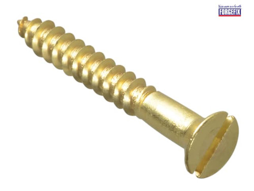 ForgeFix - Wood Screw Slotted CSK Brass 1.1/2in x 10 Forge Pack 8