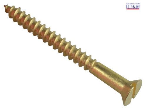 ForgeFix - Wood Screw Slotted CSK Brass 2in x 10 Forge Pack 6