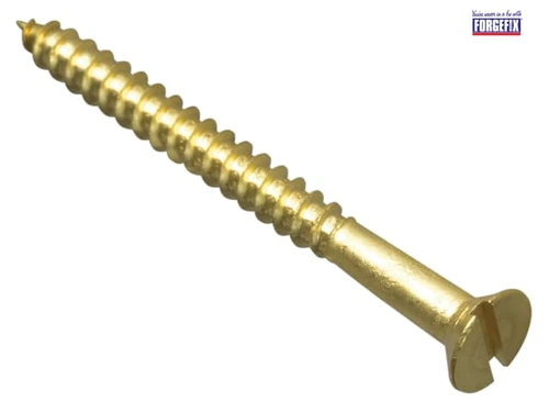ForgeFix - Wood Screw Slotted CSK Brass 2.1/2in x 12 Forge Pack 4
