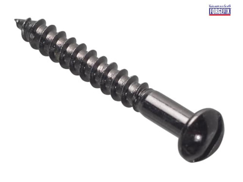 ForgeFix - Wood Screw Slotted Round Head ST Black Japanned 1.1/2in x 10 Forge Pack 8