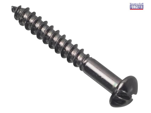 ForgeFix - Wood Screw Slotted Round Head ST Black Japanned 1.1/4in x 8 Forge Pack 12