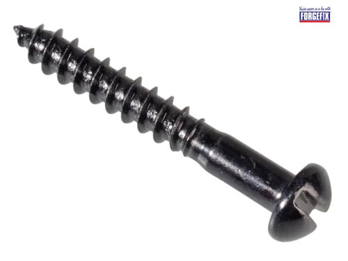 ForgeFix - Wood Screw Slotted Round Head ST Black Japanned 1in x 6 Forge Pack 35