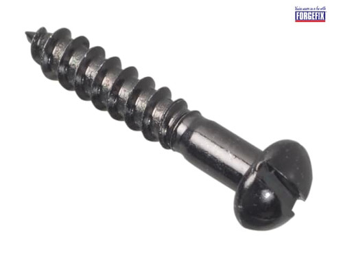 ForgeFix - Wood Screw Slotted Round Head ST Black Japanned 1in x 8 Forge Pack 20
