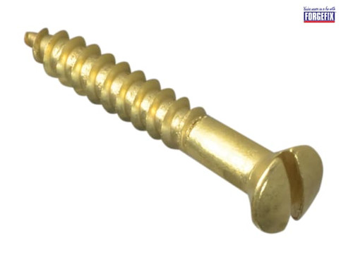 ForgeFix - Wood Screw Slotted Raised Head ST Solid Brass 1in x 6 Forge Pack 20