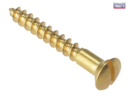 ForgeFix - Wood Screw Slotted Raised Head ST Solid Brass 1.1/2in x 8 Box 200