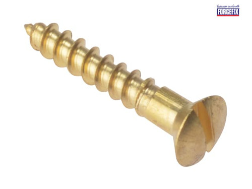 ForgeFix - Wood Screw Slotted Raised Head ST Solid Brass 1in x 8 Box 200