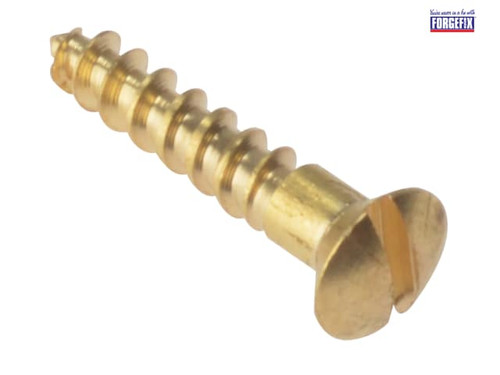 ForgeFix - Wood Screw Slotted Raised Head ST Solid Brass 5/8in x 6 Box 200