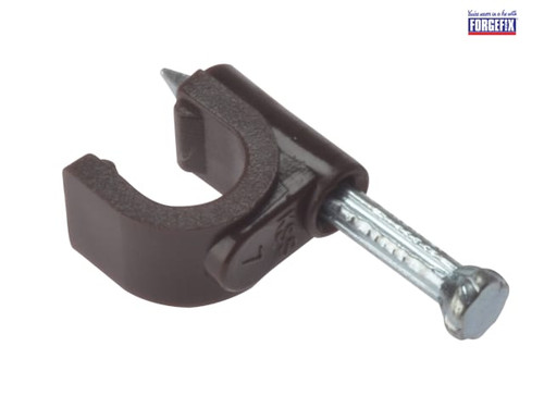 ForgeFix - Cable Clip Round Coax Brown 6-7mm Box 100