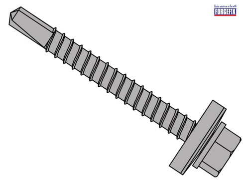 ForgeFix - TechFast Roofing Sheet to Steel Hex Screw & Washer No.3 Tip 5.5 x 25mm Box 100