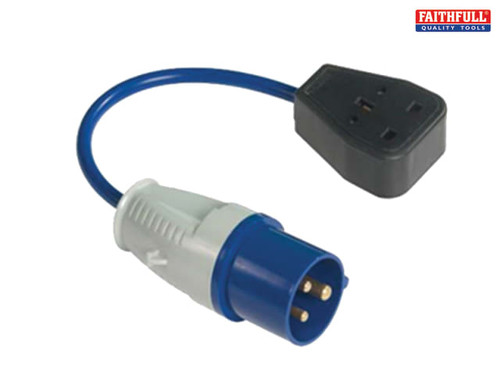 Faithfull Power Plus - Fly Lead 240 Volt 3 Pin Plug to 240v 3 Pin Socket & 35cm Lead