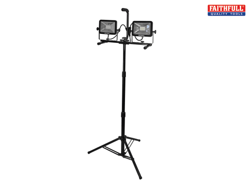 Faithfull Power Plus - SMD LED Twin Head Tripod Site Light 40W 3600 Lumens 110V