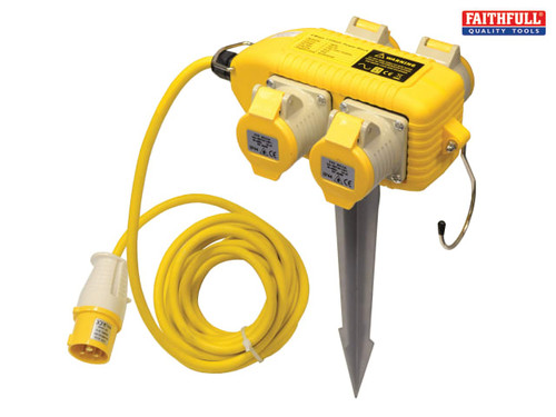 Faithfull Power Plus - Power Block 4 Way Distribution Box 110 Volt 16 Amp